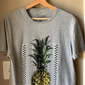 CREATIVE EMPIRE Gray Pineapple and Checkered Unisex T-Shirt
